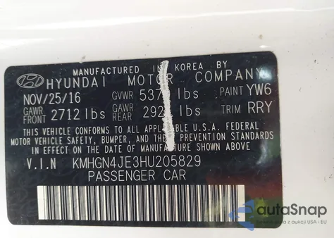 2017 Genesis G80 3.8 z USA, uszkodzony, nr VIN KMHGN4JE3HU205829